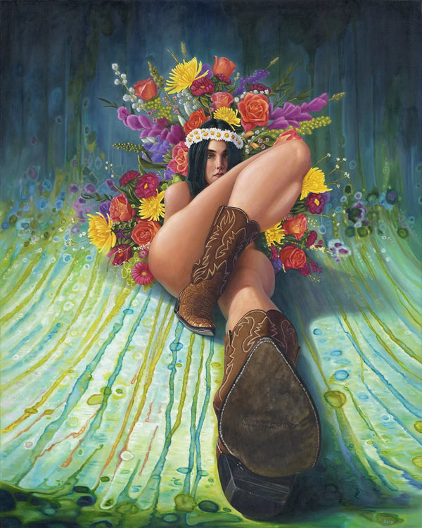 Cowboy and Angel by Chris Holm, Painting, Oil on Canvas, Size: 48 x 60 inches - Alexandria Gallery