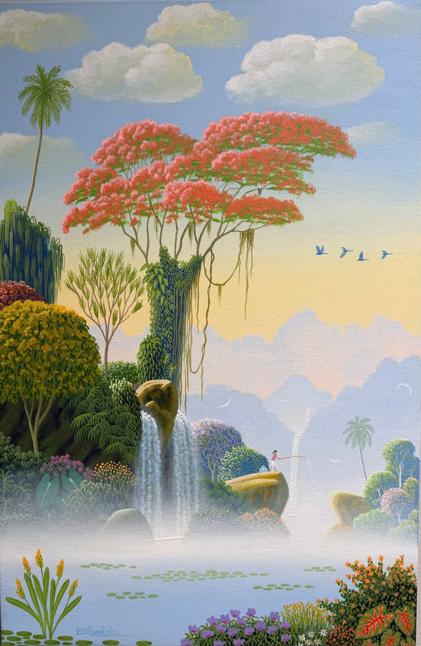 "When the River Sings" by Edivaldo Barbosa de Souza - Original Painting, 15.5 x 23.5 Inches - The PopUp Art Gallery