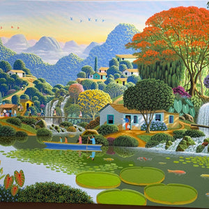 In My Beautiful World by Edivaldo Barbosa de Souza, 33 x 60 inches - Original Painting - The PopUp Art Gallery