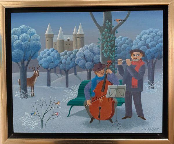 "The Winter Serenade" by Jean - Pierre Lorand, Original Painting - 16.5” x 12.5” Inches - The PopUp Art Gallery