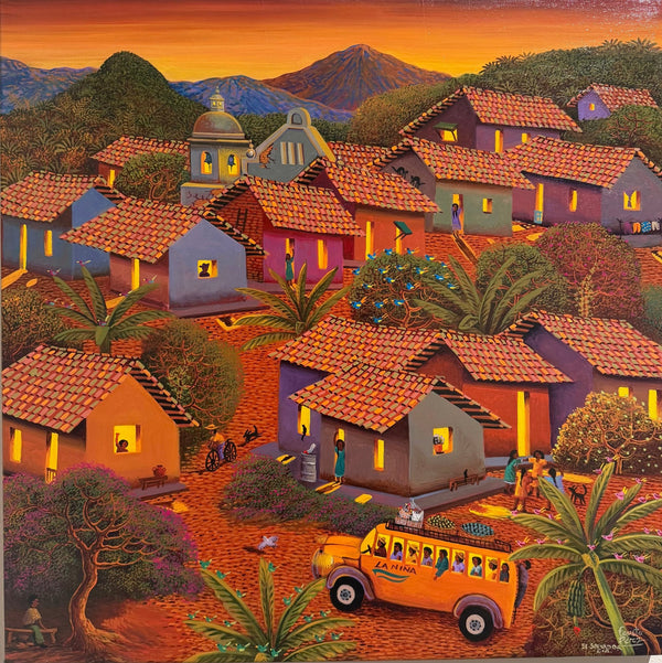 "The Night Town" by Fausto Perez, Original Painting - 19" x 19" - The PopUp Art Gallery