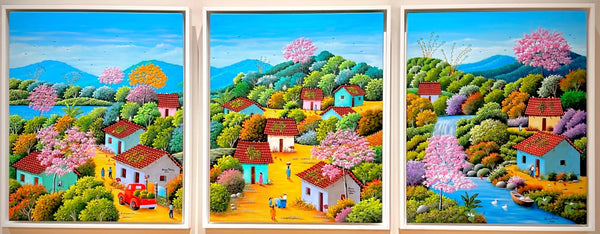 Under Pink Blossoms - Triptych - Alexandria Gallery