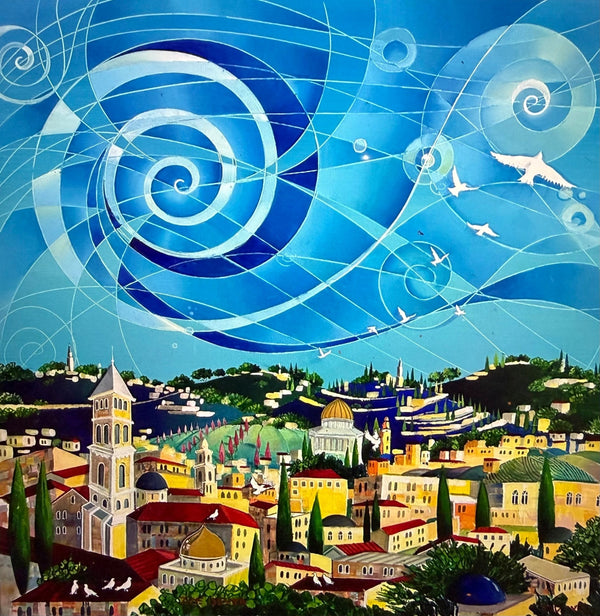 "Flight Over the Ancient City. Jerusalem." by Zoe Sever, Canvas Print on Solid Wood Stretcher Bar Frame - Alexandria Gallery