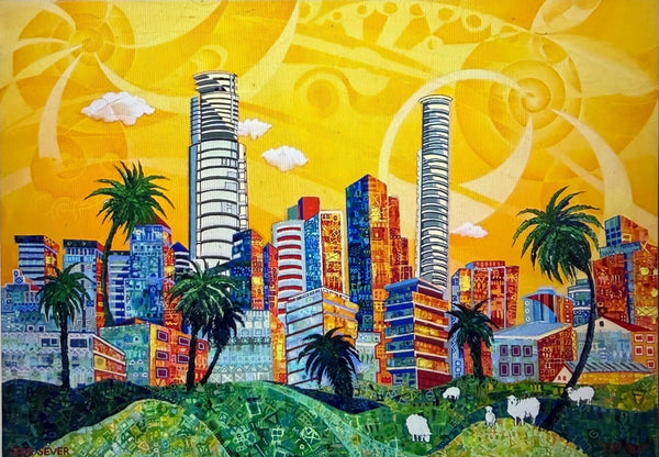 "City Sprouts" by Zoe Sever, Paining Oil and Acrylic on Canvas, 2019, Wood Frame - Alexandria Gallery