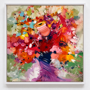 Summer Fundays by Natalya Romanovsky, Painting, Oil on Canvas, White Wood Floating Frame - Alexandria Gallery