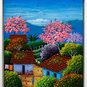 Original Painting “Small Hamlet” by Alonso Flores 15.7x11.8” - ThePopUp Art Gallery